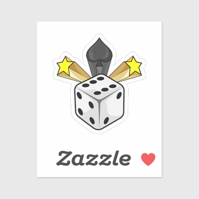 Pegatina Dice en Poker con Espadas y Estrellas (Hoja)