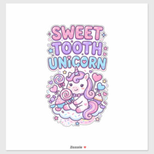 Pegatina Diente Dulce Unicornio Unicornio Lindo Pastel Rega
