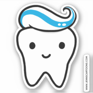 Pegatina Diente feliz con dentífrico gracioso dental