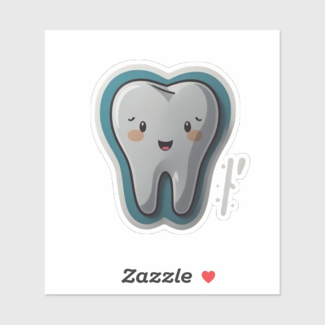 Pegatina Diente Sonriente: ¡Brilla tu día!" (Hoja)