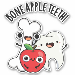Pegatina Dientes de manzana de hueso divertido juego de pal