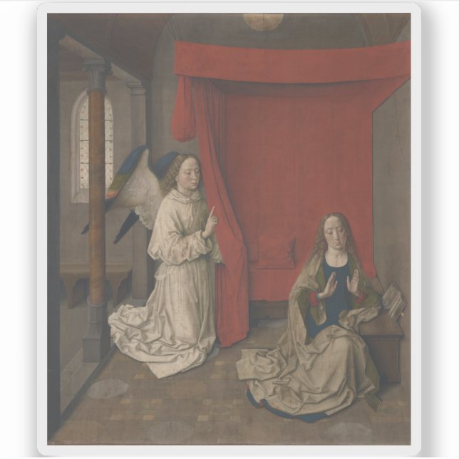 Pegatina Dieric Bouts - La Anunciación (Anverso)