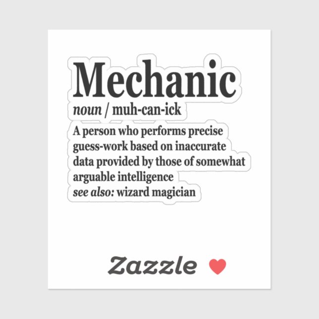 Pegatina Diesel Mechanic Definition Funny Reparman Padre (Hoja)