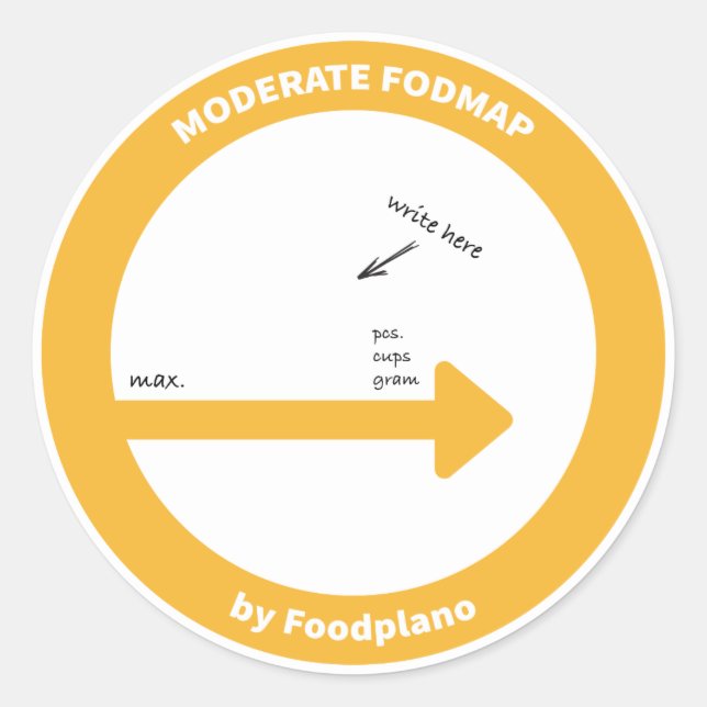 Pegatina dietético FODMAP bajo para alimentos FODM (Anverso)
