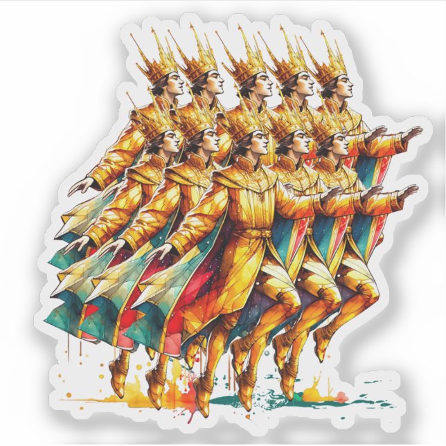 Pegatina Diez señores a saltar | Doce días de Navidades (Anverso)