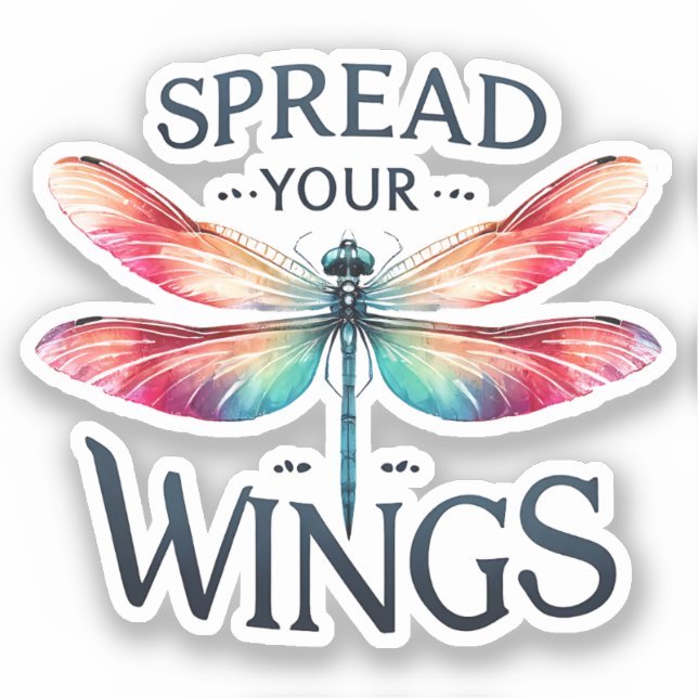 Pegatina Difunde tus alas - Dragonfly artístico (Anverso)