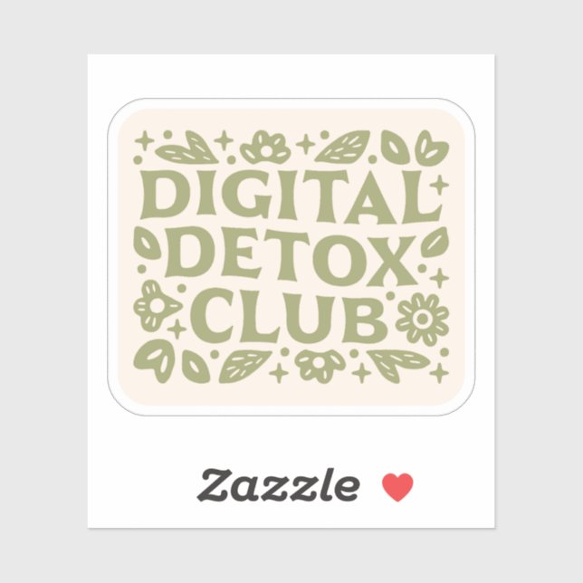Pegatina Digital detox club wellness girl aesthetic (Hoja)