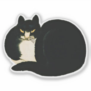 Pegatina Dinastía Qing china retro gato manchú negro