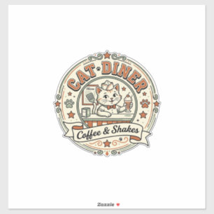 Pegatina Dinerio de gato Dinerio de gato Restaurante retro