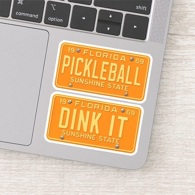 Pegatina Dink It Pickleball Fan -Retro FL License Plate 2pc (Detalle)
