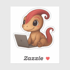 Pegatina Dino Sticker – Dino Kammli am Laptop