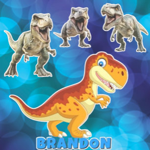 Pegatina Dinosaur de Oro con Nombre Personalizado