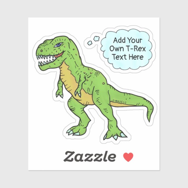 Pegatina Dinosaur T Rex Doodle Personalizado Speech Bubble  (Hoja)