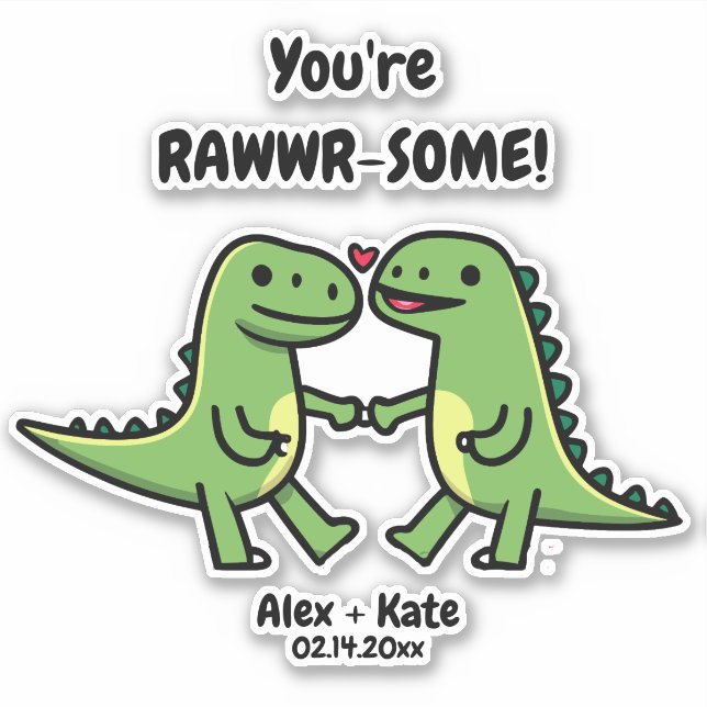 Pegatina Dinosaur Valentines (Anverso)
