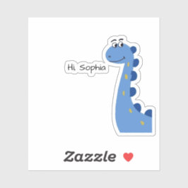 Pegatina Dinosaurio Azul Adorable - Nombre Personalizado So