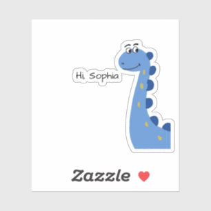 Pegatina Dinosaurio Azul Adorable - Nombre Personalizado So