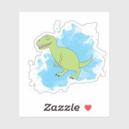 Pegatina Dinosaurio con diseño de fondo acuarela