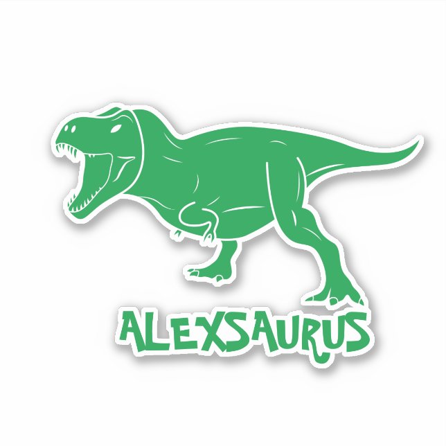 Pegatina Dinosaurio con nombre personalizado (Anverso)