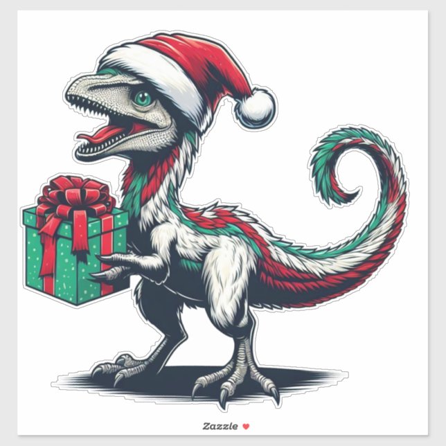 Pegatina Dinosaurio de los Navidades cutáneos (Hoja)