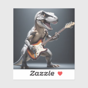 Pegatina Dinosaurio divertido tocando arte de guitarra