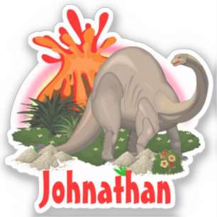 Pegatina Dinosaurio DIY nombre personalizado isla volcán a