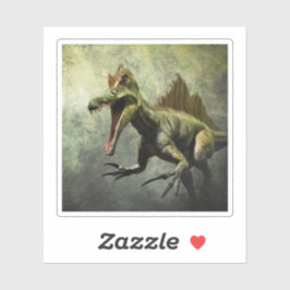 Pegatina Dinosaurio espinosaurio en bosque primitivo