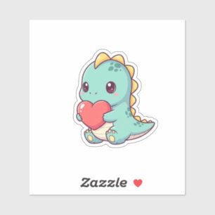 Pegatina Dinosaurio kawaii con corazón
