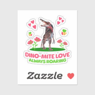 Pegatina Dinosaurio lindo para el día de San Valentín para 