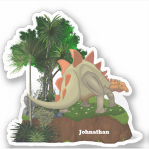 Pegatina Dinosaurio personalizado estegosauro DIY nombre ni