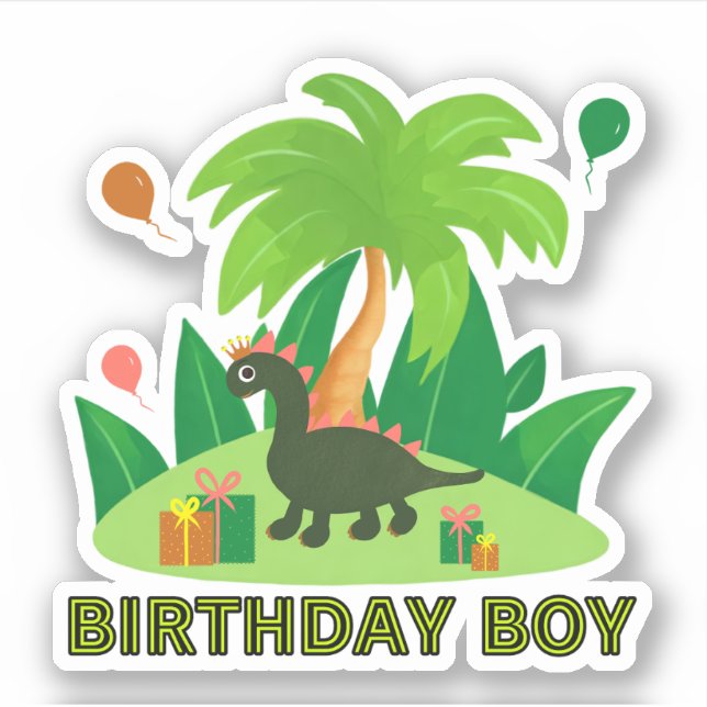 Pegatina Dinosaurio verde (Anverso)