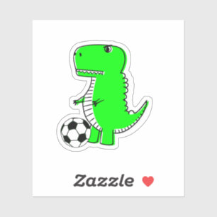 Pegatina Dinosaurio Verde ama el fútbol