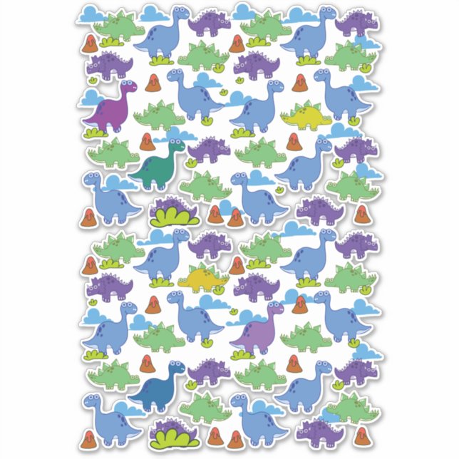 Pegatina Dinosaurios de dibujos animados lindos (Anverso)