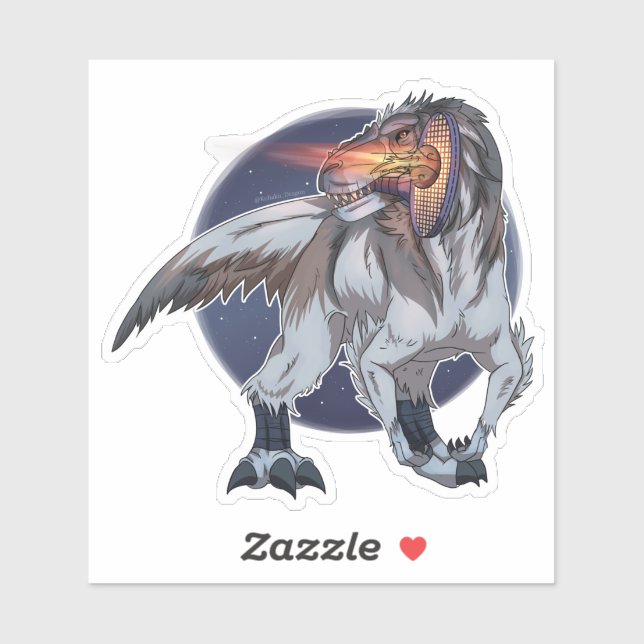 Pegatina Dinosaurios jugando al tenis (Hoja)