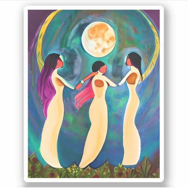 Pegatina Dios bendiga a todos bajo la luna (Anverso)