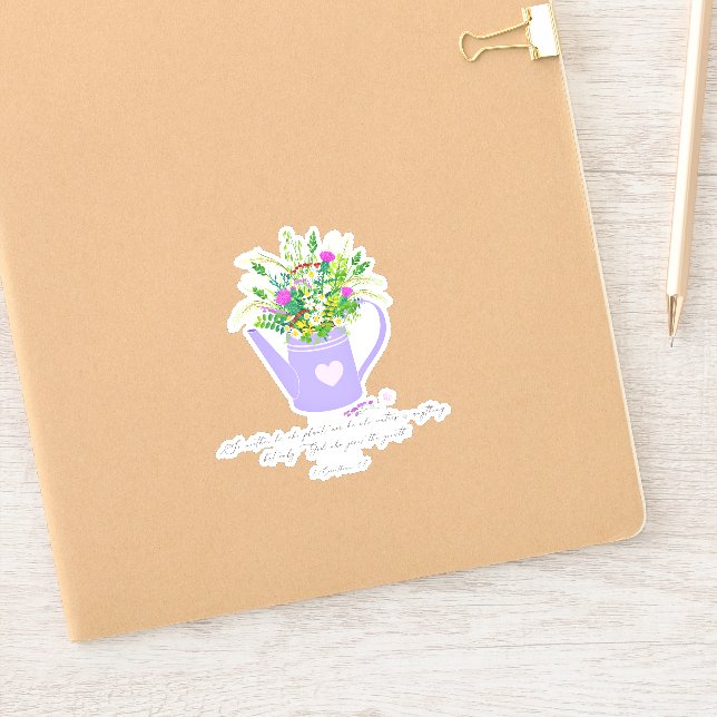 Pegatina Dios da el crecimiento, regadera de flores (Cuaderno)