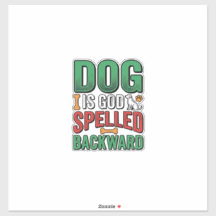 Pegatina Dios es Perro Deletreado al Revés Vintage Amante d