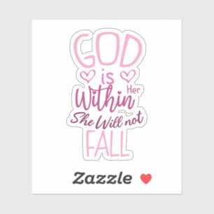 Pegatina Dios está dentro de ella, ella no caerá