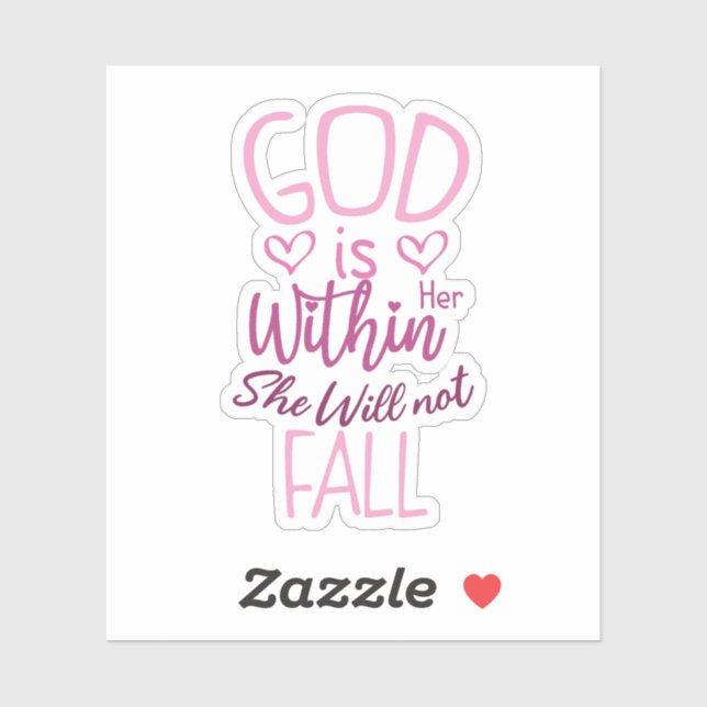Pegatina Dios está dentro de ella, ella no caerá (Hoja)