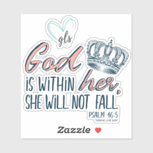 Pegatina Dios está dentro de ella, Salmo 46:5 ©GraphicLoveS