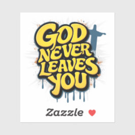 Pegatina Dios nunca te deja - Edición Blanca