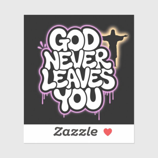 Pegatina Dios nunca te deja - Edición Negra (Hoja)