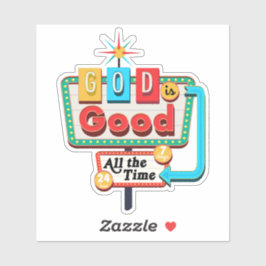 Pegatina Dios retro cristiano vintage es bueno todo el tiem