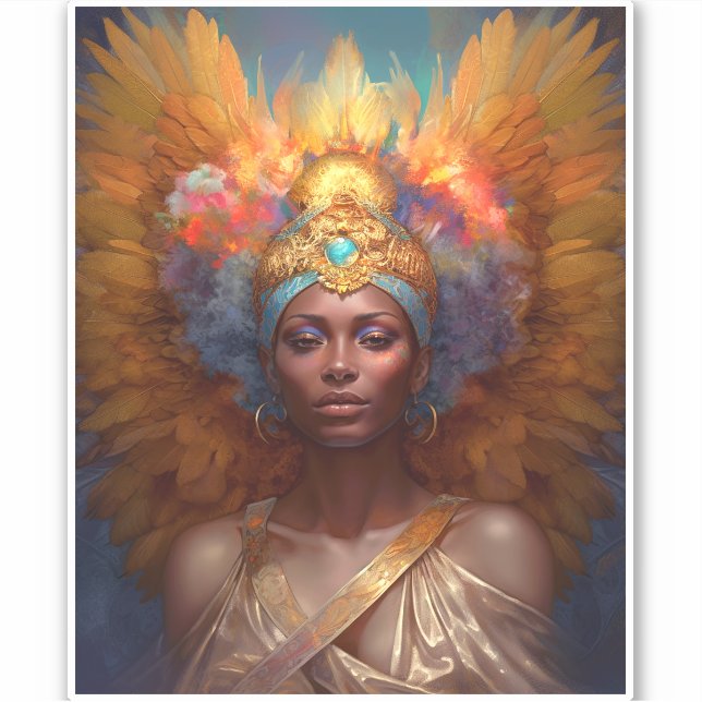 Pegatina Diosa alada Fantasía Arte (Anverso)
