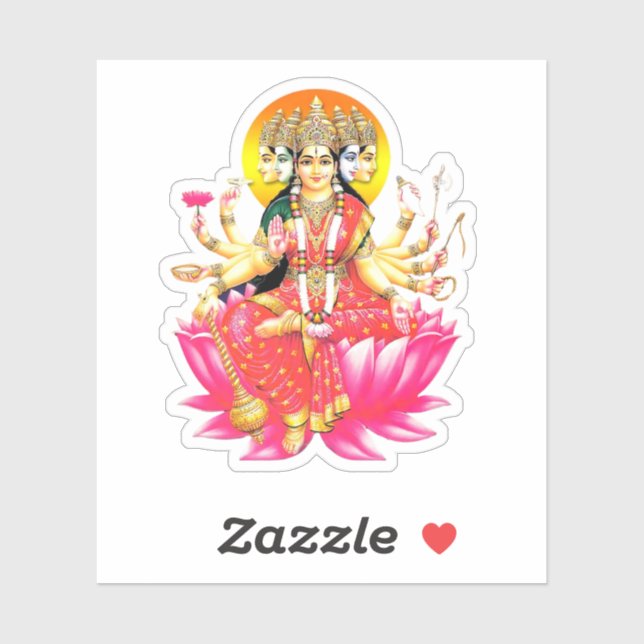 Pegatina Diosa Gayatri Devi en la deidad hindú de Lotus (Hoja)