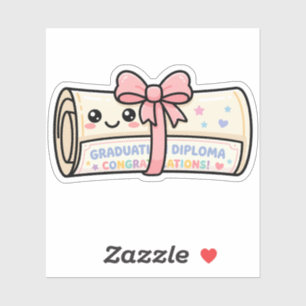 Pegatina Diploma de graduación Kawaii Cinta de pergamino Li