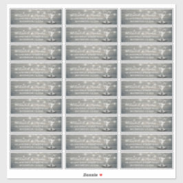 Pegatina Dirección boda Champagne Glass Wood String Lights