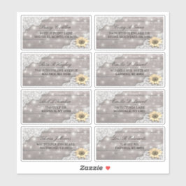 Pegatina Dirección boda Lace Sunflower Wood String Lights