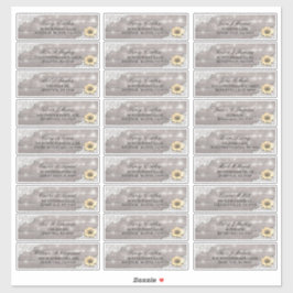 Pegatina Dirección boda Lace Sunflower Wood String Lights