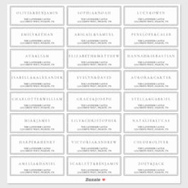 Pegatina Dirección de Boda formal simple y blanca