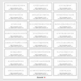 Pegatina Dirección de Boda formal simple y blanca